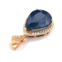 4.88 Ct Pear Mixed Cut Natural Sapphire 14K Gold Pendant