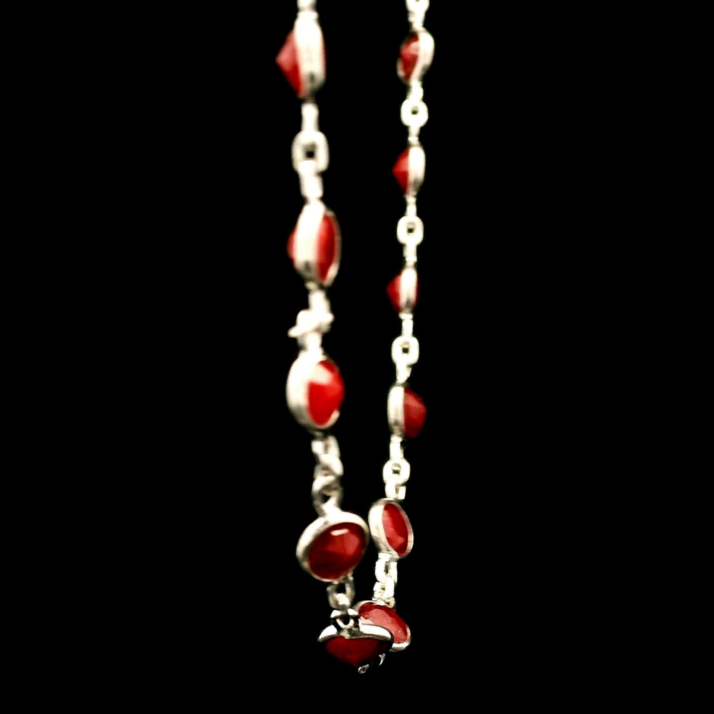 12.45 Ct Round Dyed Ruby 925 Sterling Silver Necklace