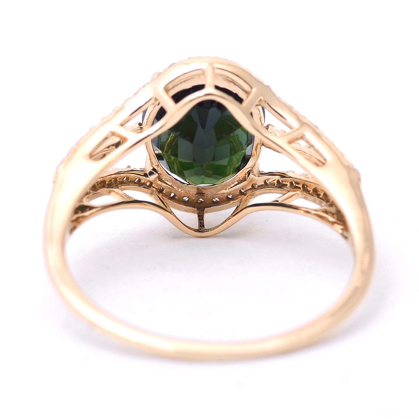 2.64 Ct Oval Mixed Cut Natural Tourmaline 14K Gold Ring