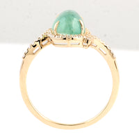 2.39 Ct Oval Cabochon Natural Beryl Emerald 14K Gold Ring