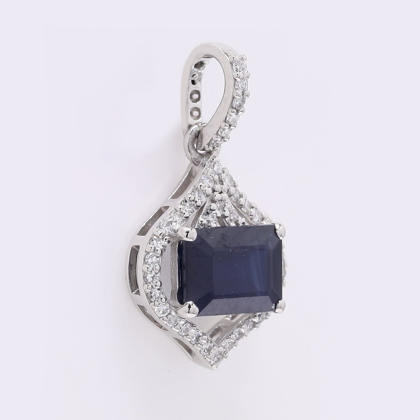 1.44 Ct Octagon Step Cut Natural Sapphire 950 Platinum Pendant