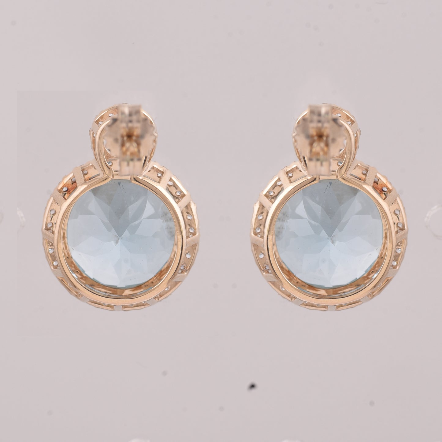 9.77 Ct Round Blue Topaz 9K Gold Earrings
