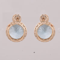 9.77 Ct Round Blue Topaz 9K Gold Earrings