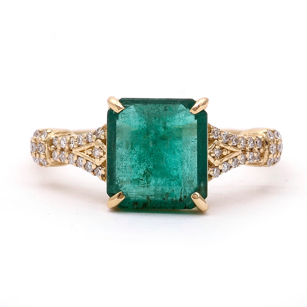 2.60 Ct Octagon Natural Emerald 14K Gold Ring