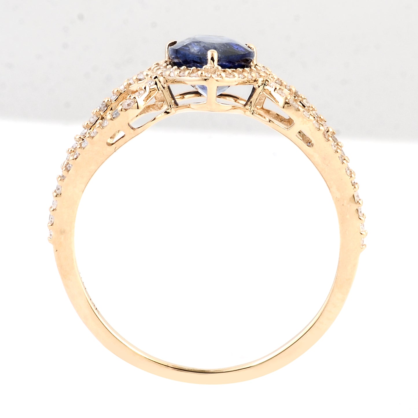 1.76 Ct Pear Mixed Cut Natural Codundum Sapphire 14K Gold Ring