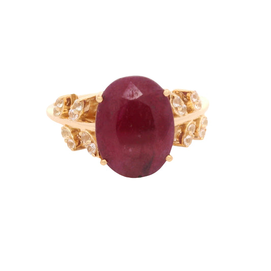 3.50 Ct Oval Ruby 14K Gold Ring