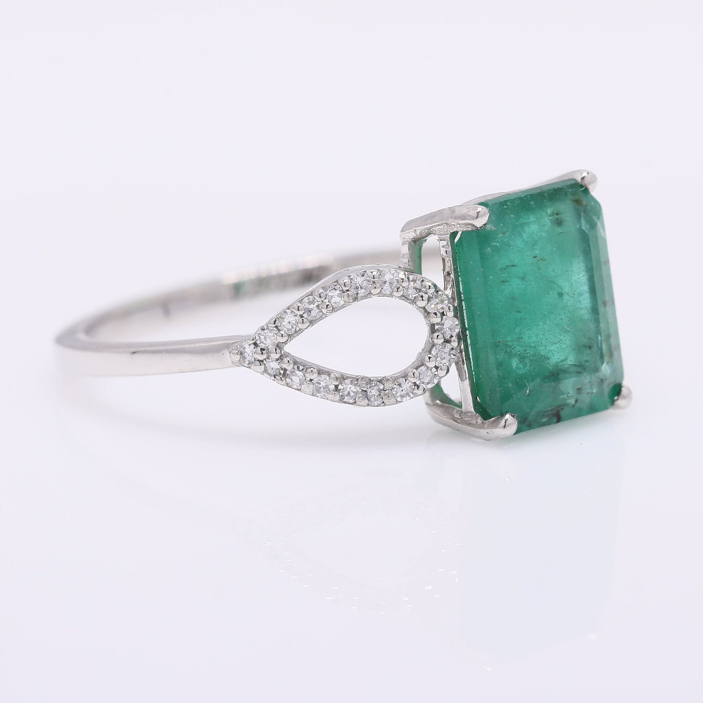 1.95 Ct Octagon Step Cut Natural Emerald 950 Platinum Ring