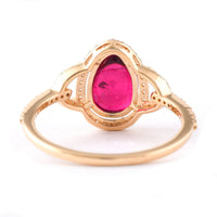 2.35 Ct Pear Cabochon Natural Rubellite 14K Gold Ring