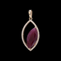 3.99 Ct Marquise Mixed Cut Natural Ruby 14K Gold Pendant