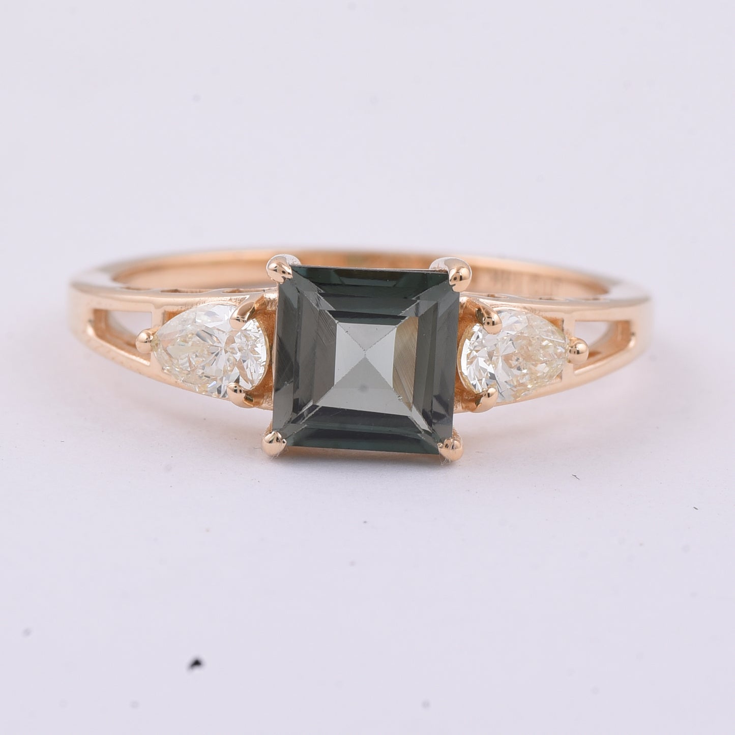 1.36 Ct Square Step Cut Natural Tourmaline 14K Gold Ring