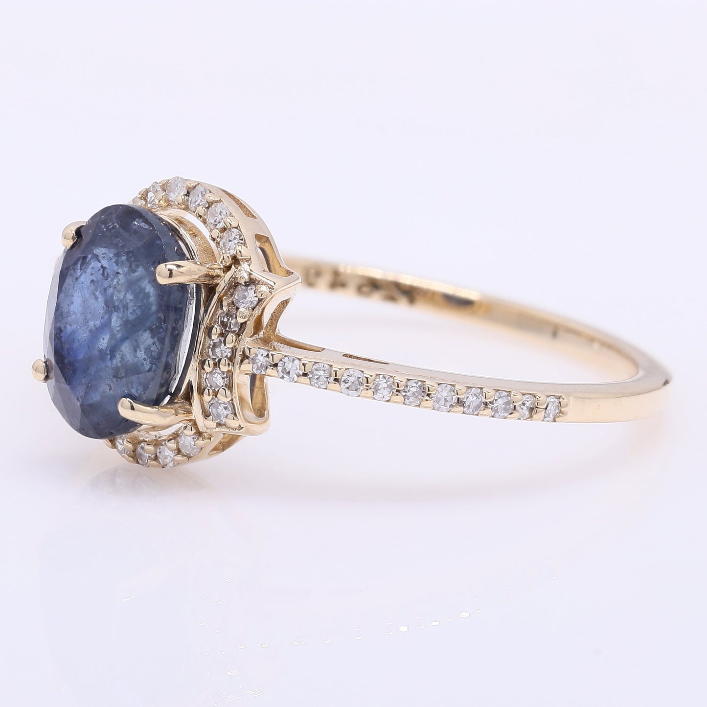 2.04 Ct Oval Mixed Cut Natural Sapphire 14K Gold Ring