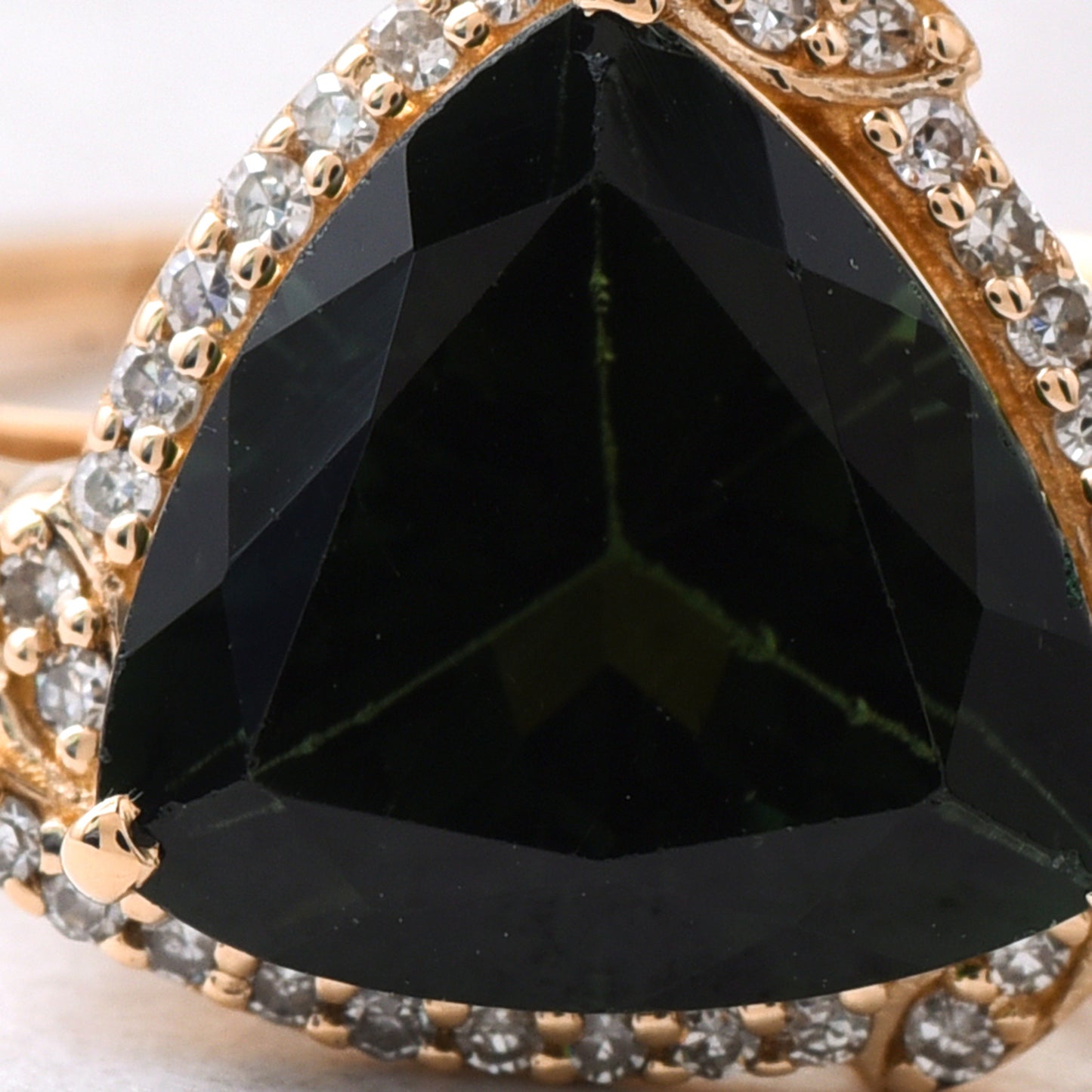 2.82 Ct Triangle Mixed Cut Natural Green Tourmaline 14K Gold Ring