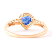 0.91 Ct Pear Mixed Cut Natural Sapphire 14K Gold Ring