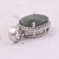 2.71 Ct Oval Mixed Cut Natural Green Sapphire 950 Platinum Pendant