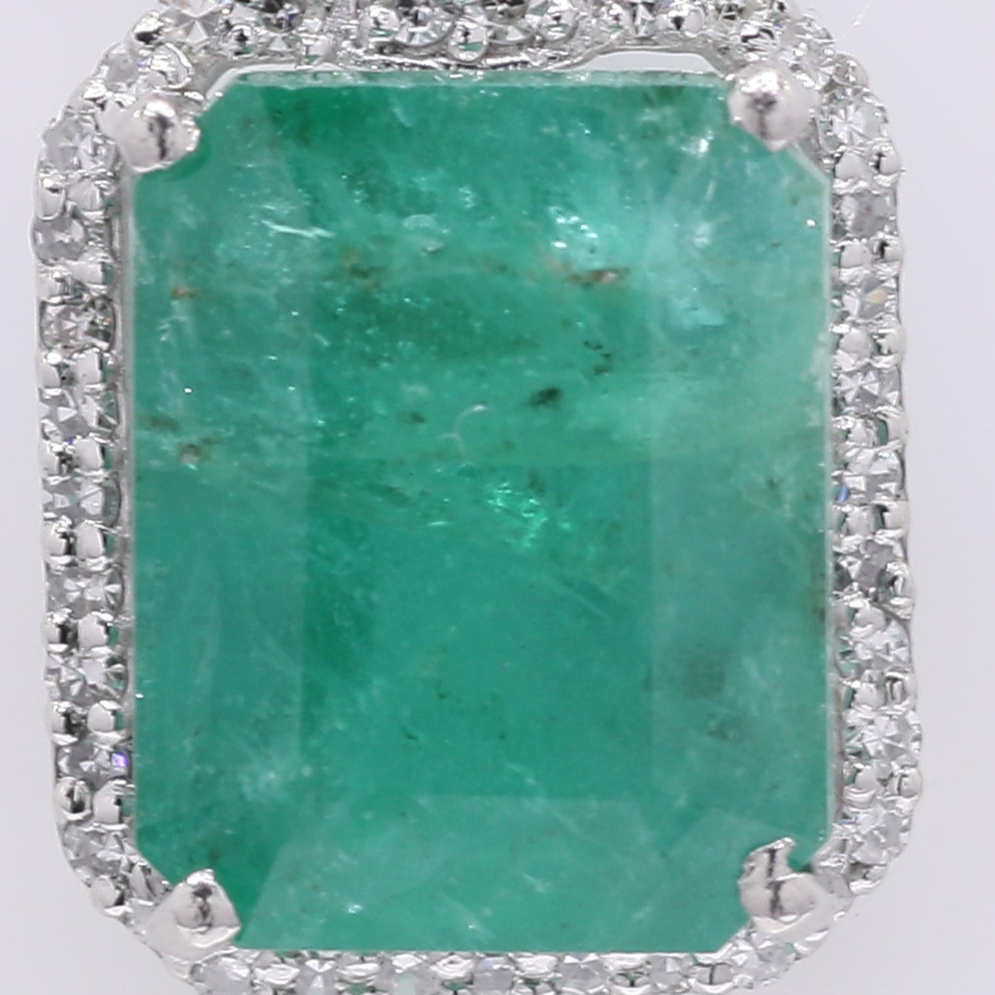 3.59 Ct Octagon Step Cut Natural Emerald 950 Platinum Pendant
