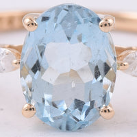 1.35 Ct Oval Natural Aquamarine 14K Gold Ring