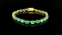 10.70 Ct Oval Emerald 14K Gold Bracelet