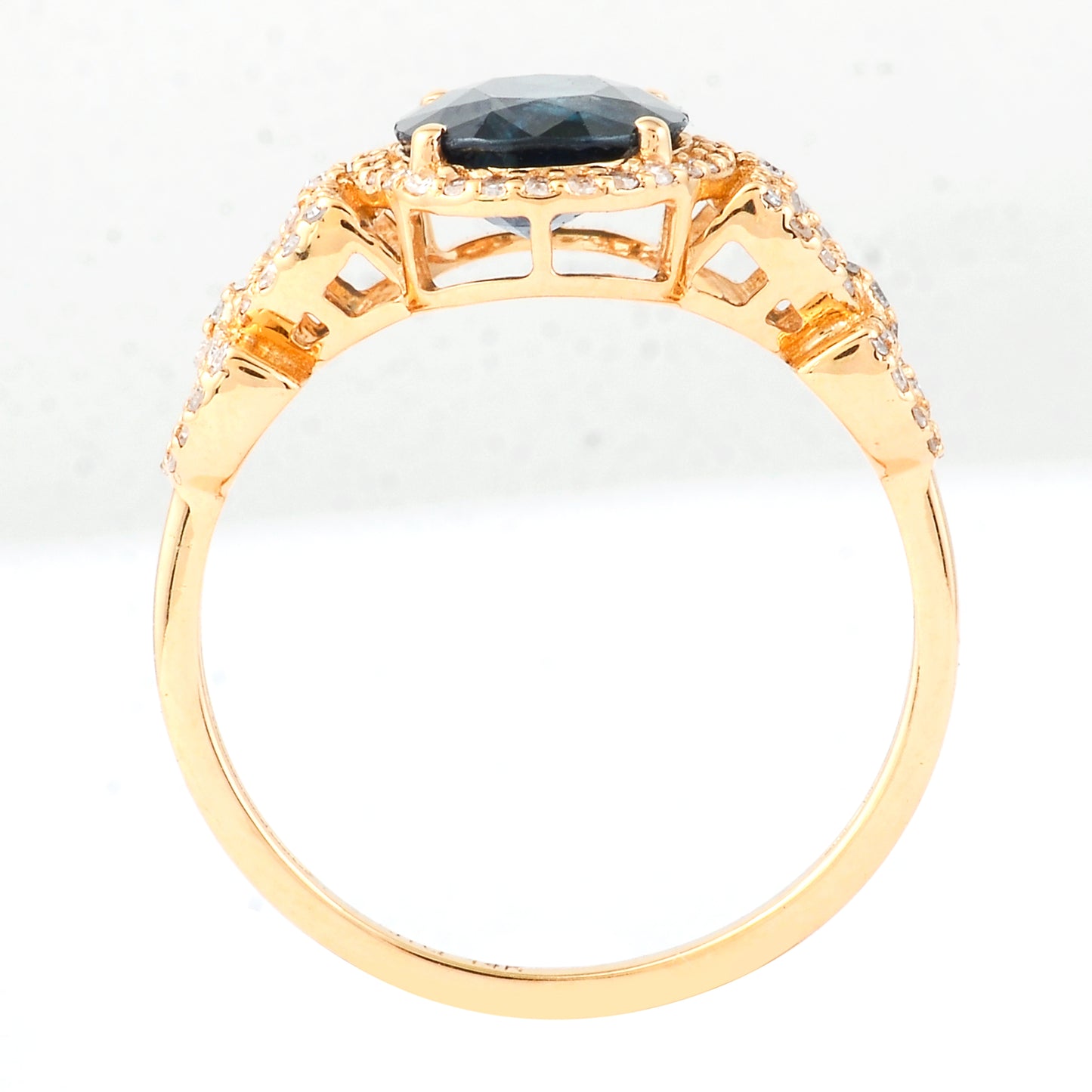 2.18 Ct Oval Mixed Cut Natural Sapphire 14K Gold Ring