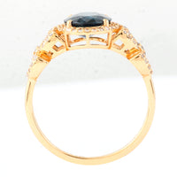 2.18 Ct Oval Mixed Cut Natural Sapphire 14K Gold Ring