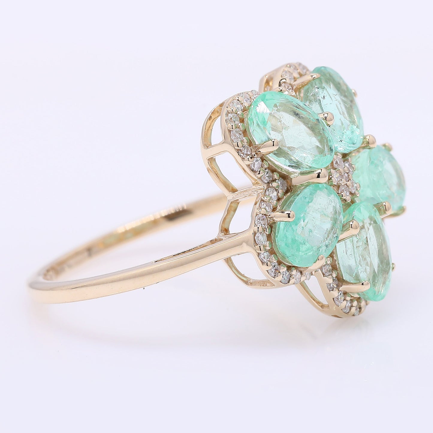 2.69 Ct Oval Mixed Cut Natural Emerald 14K Gold Ring