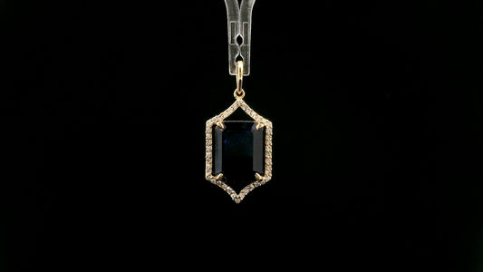 4.45 Ct Octagon Natural Sapphire 14K Gold Pendant