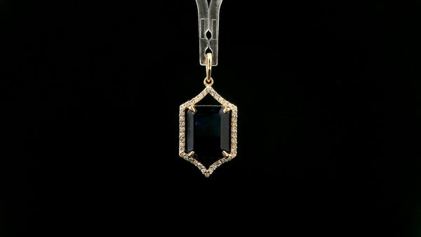 4.45 Ct Octagon Natural Sapphire 14K Gold Pendant
