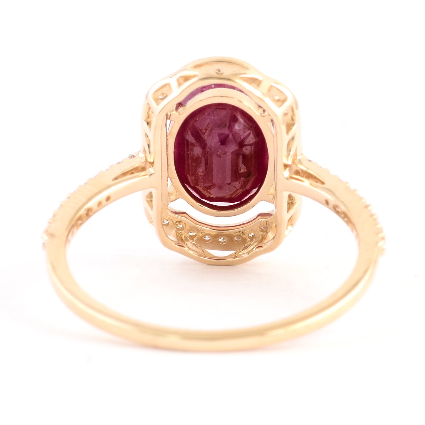 2.17 Ct Oval Mixed Cut Natural Corundum Ruby 14K Gold Ring