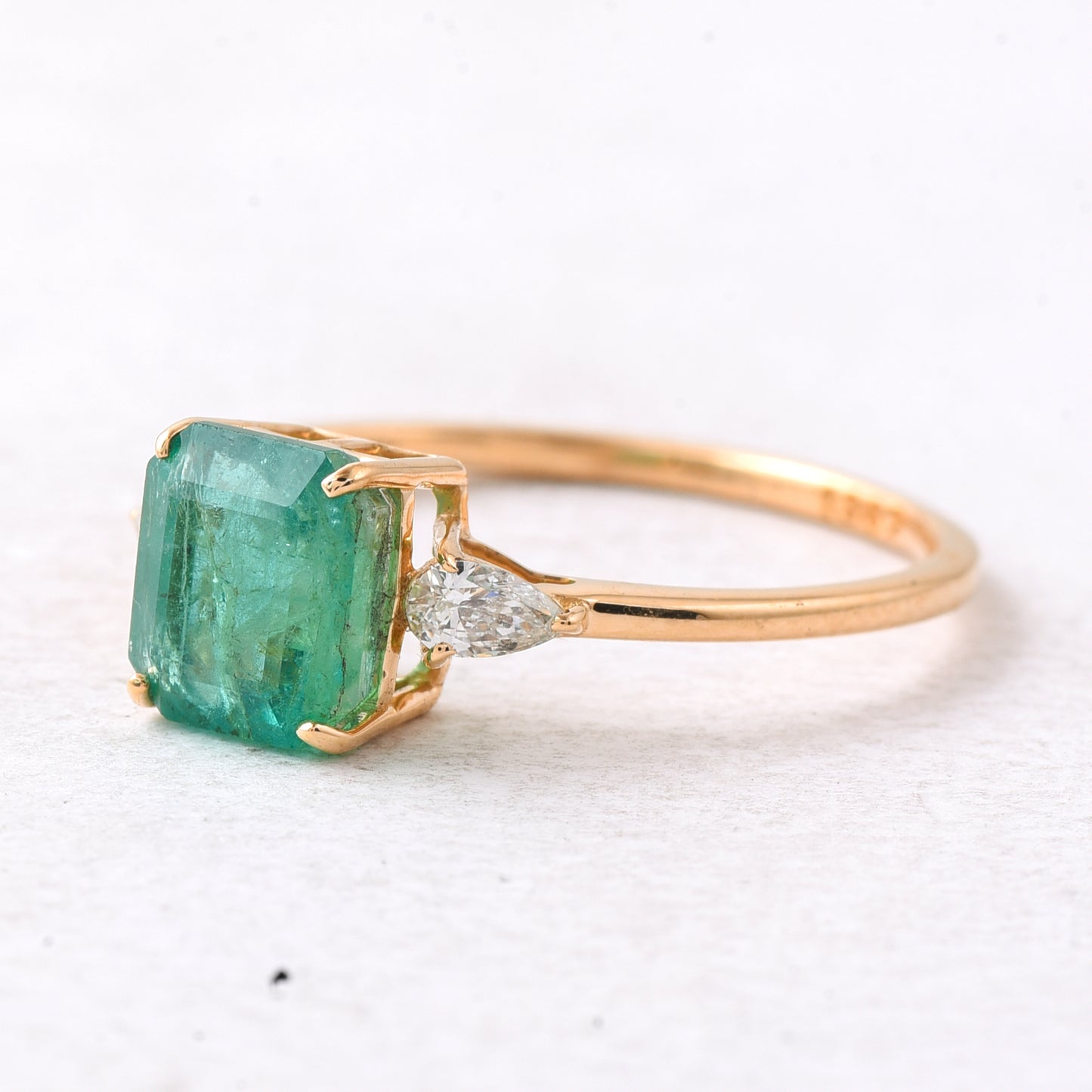 1.82 Ct Octagon Step Cut Natural Emerald 14K Gold Ring