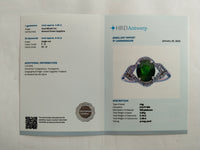 2.64 Ct Oval Mixed Cut Natural Green Sapphire 950 Platinum Ring