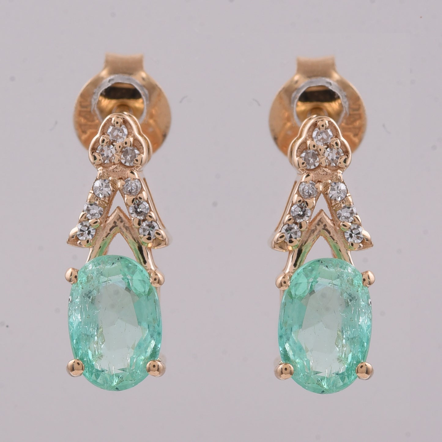 1.12 Ct Oval Natural Emerald 14K Gold Earrings