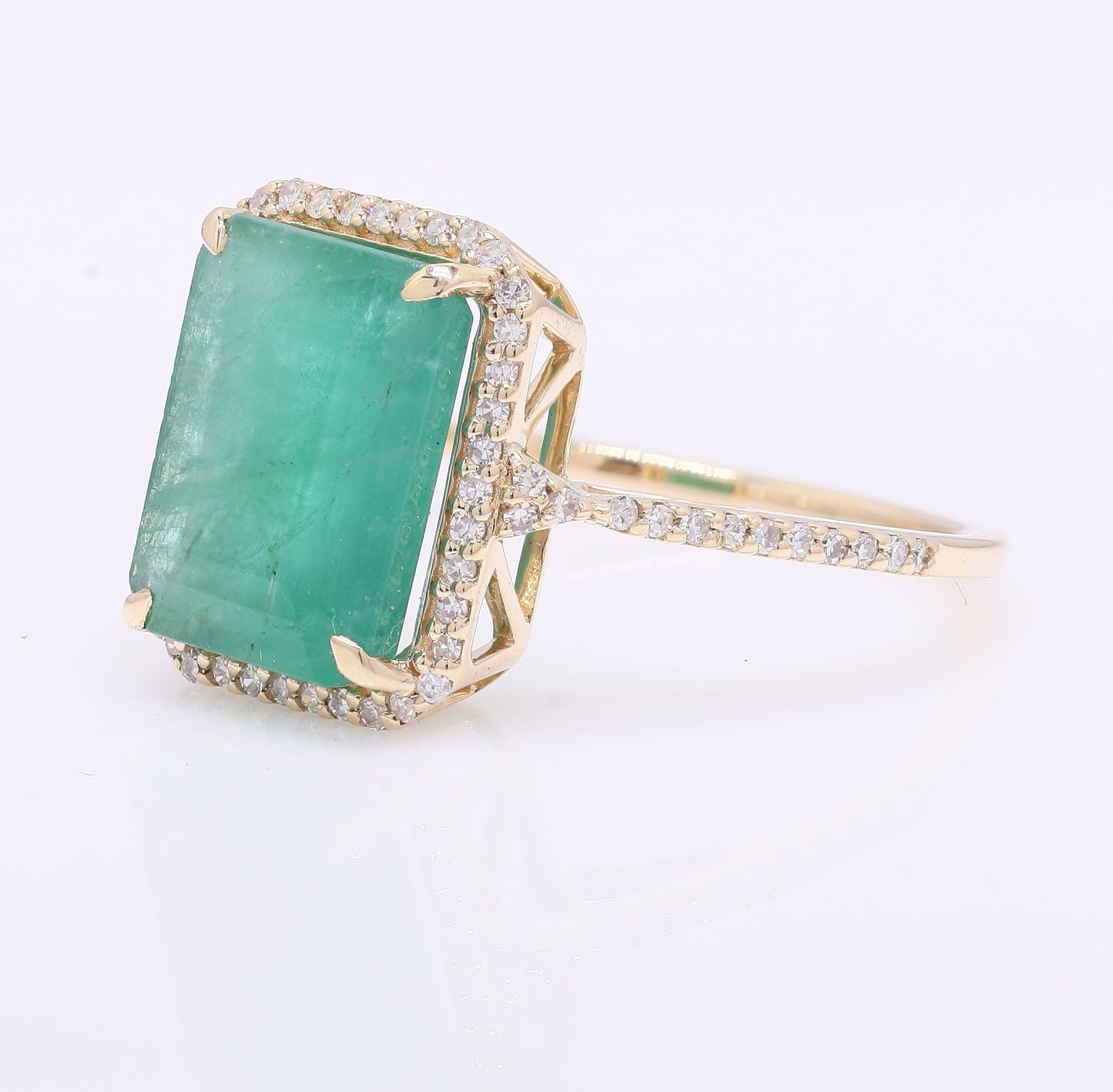 4.37 Ct Octagon Step Cut Natural Emerald 14K Gold Ring