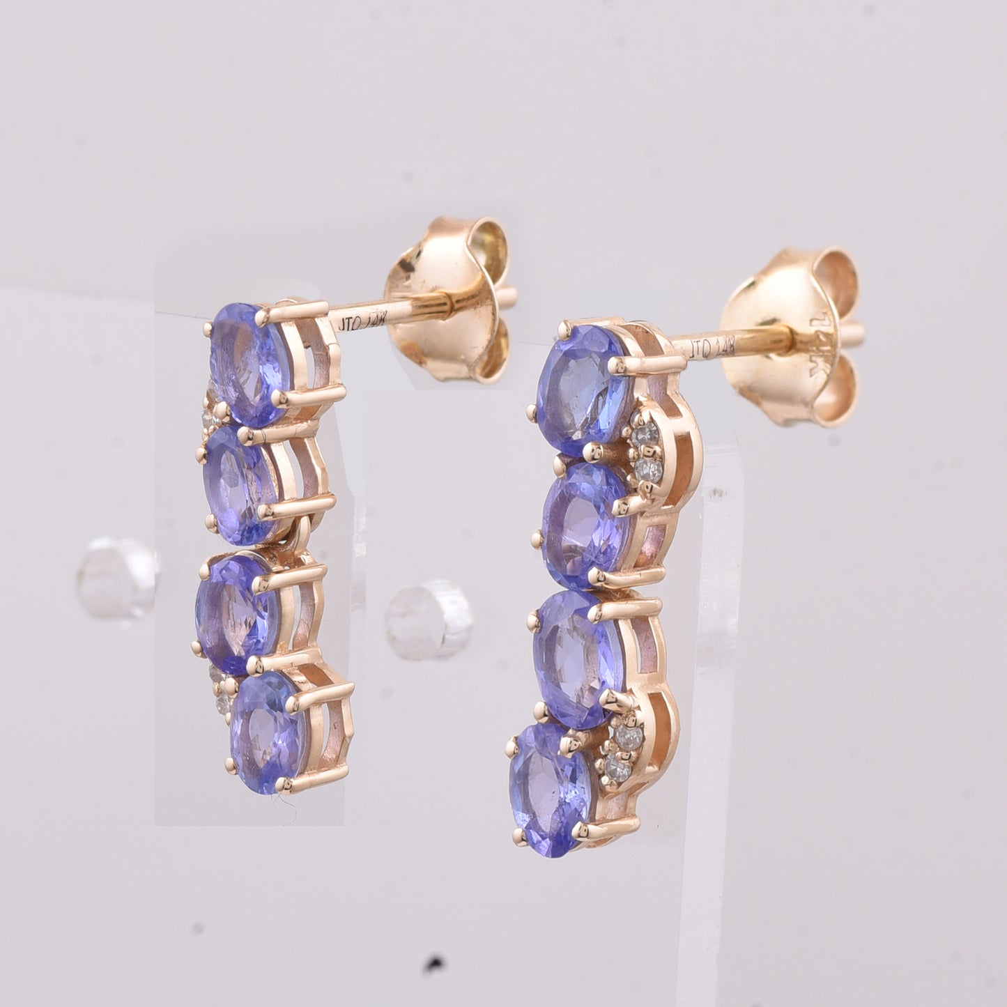 1.38 Ct Oval Natural Tanzanite 14K Gold Earrings