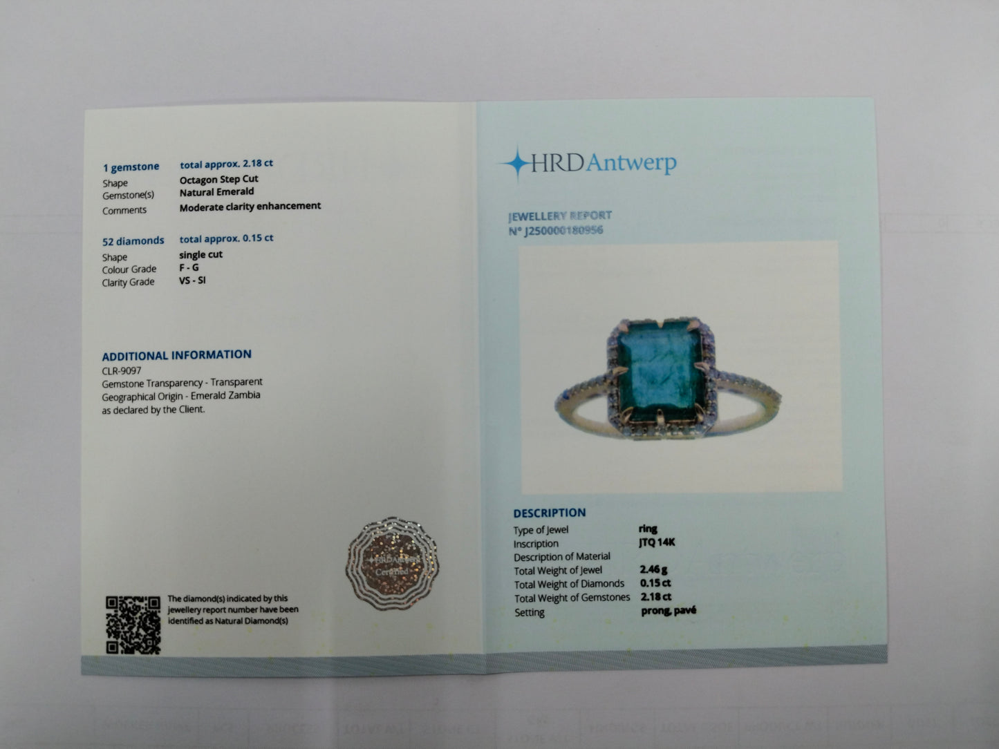 2.33 Ct Octagon Step Cut Natural Emerald 14K Gold Ring