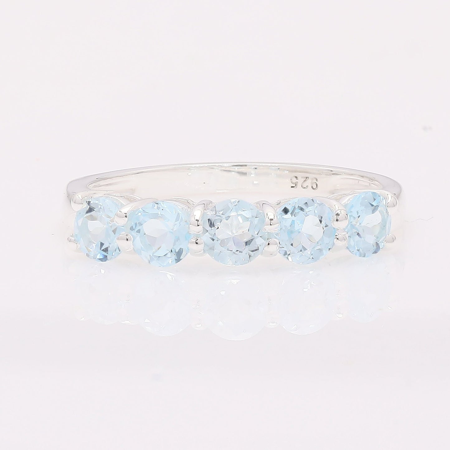 1.60 Ct Round Blue Topaz 925 Silver Ring