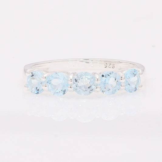 1.60 Ct Round Blue Topaz 925 Silver Ring