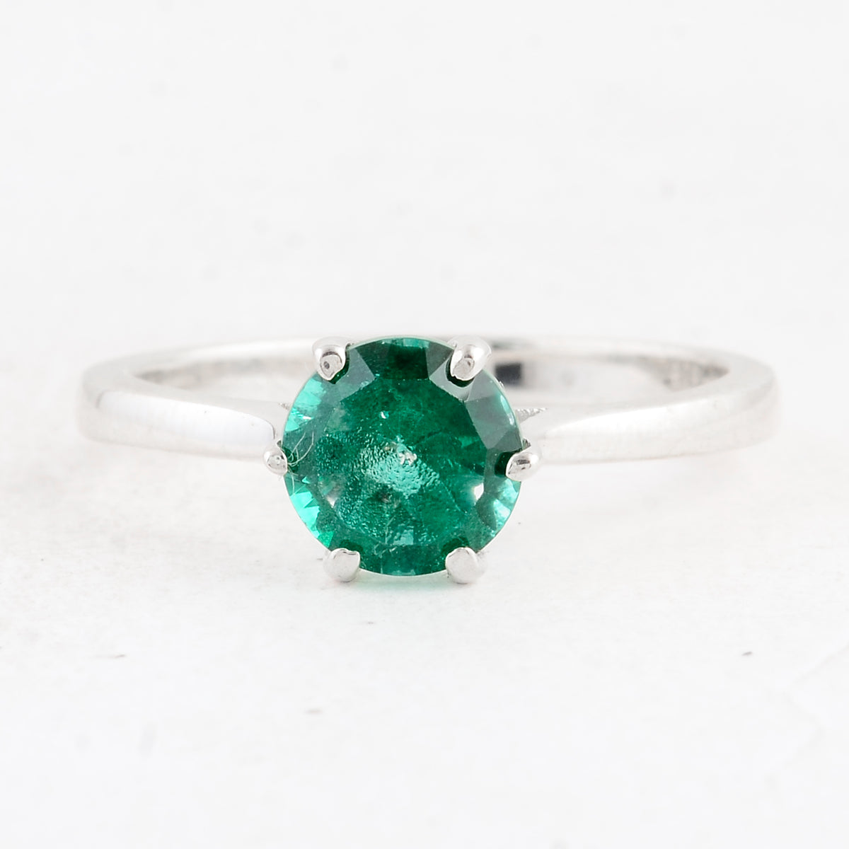 1.62 Ct Round Green Topaz 925 Sterling Silver Ring