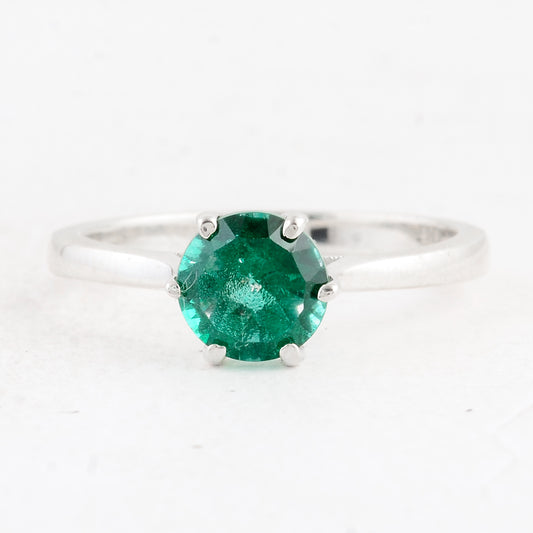 1.62 Ct Round Green Topaz 925 Sterling Silver Ring