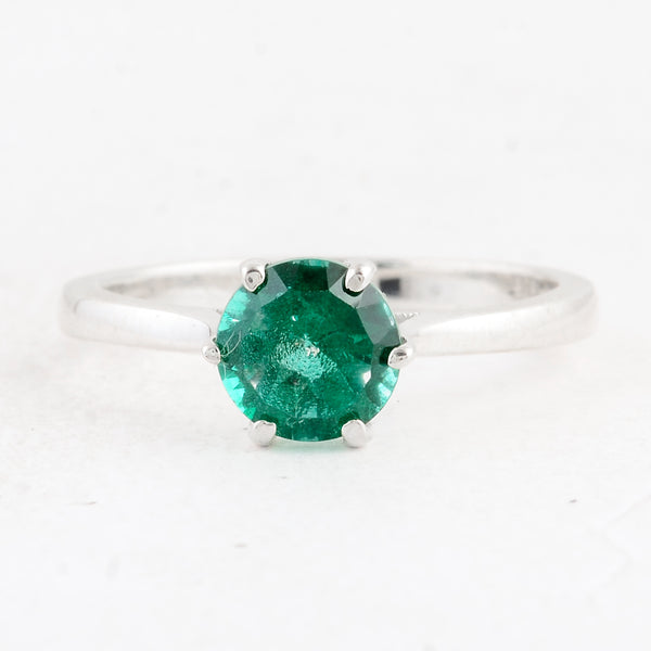 1.62 Ct Round Green Topaz 925 Sterling Silver Ring