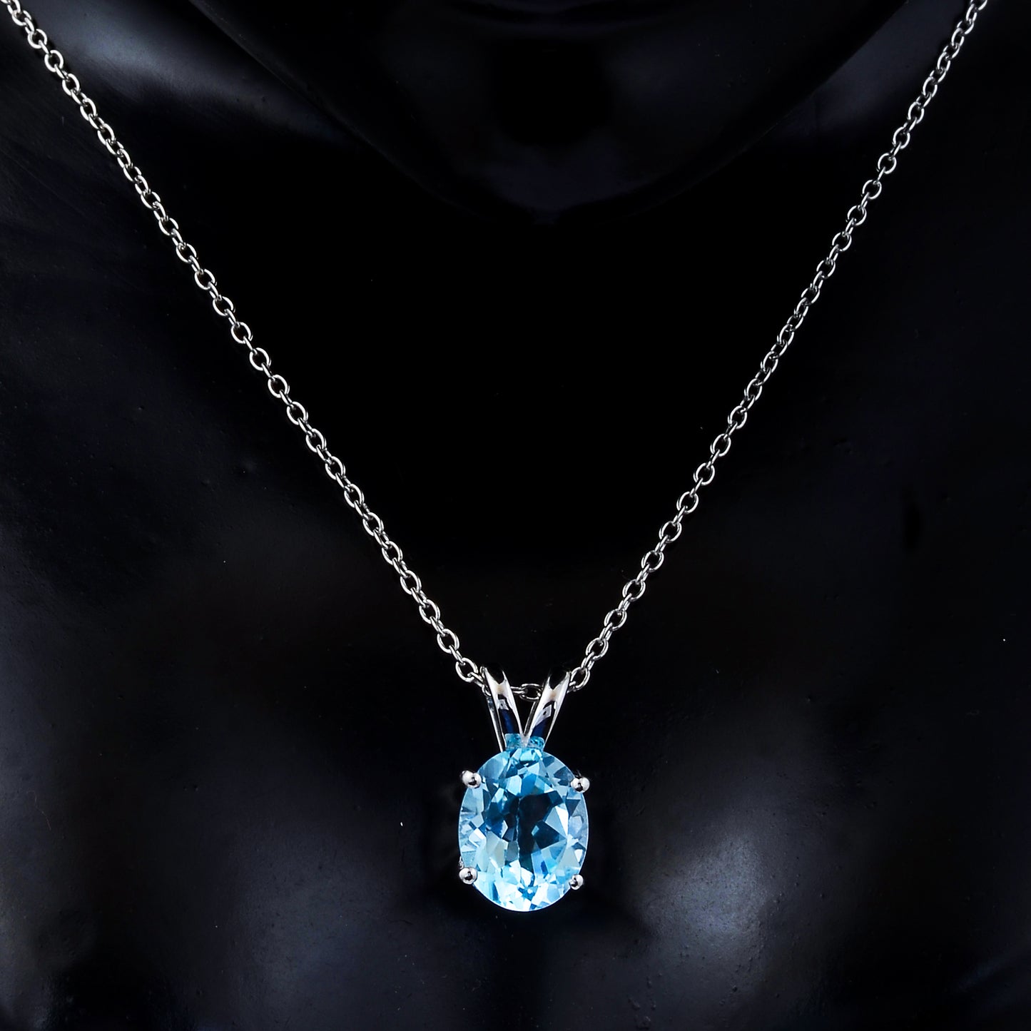 3.20 Ct Oval Sky Blue Topaz 925 Sterling Silver Pendant