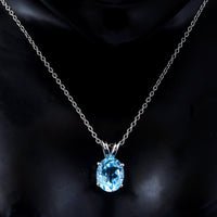 3.20 Ct Oval Sky Blue Topaz 925 Sterling Silver Pendant