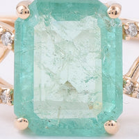 2.14 Ct Octagon Step Cut Natural Emerald 14K Gold Ring