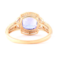 2.77 Ct Cushion Mixed Cut Natural Tanzanite 14K Gold Ring