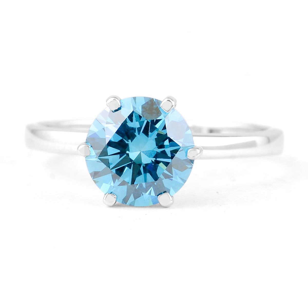 2.00 Carats Blue Lab Grown Diamond 14K Gold Ring