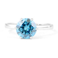 2.00 Carats Blue Lab Grown Diamond 14K Gold Ring