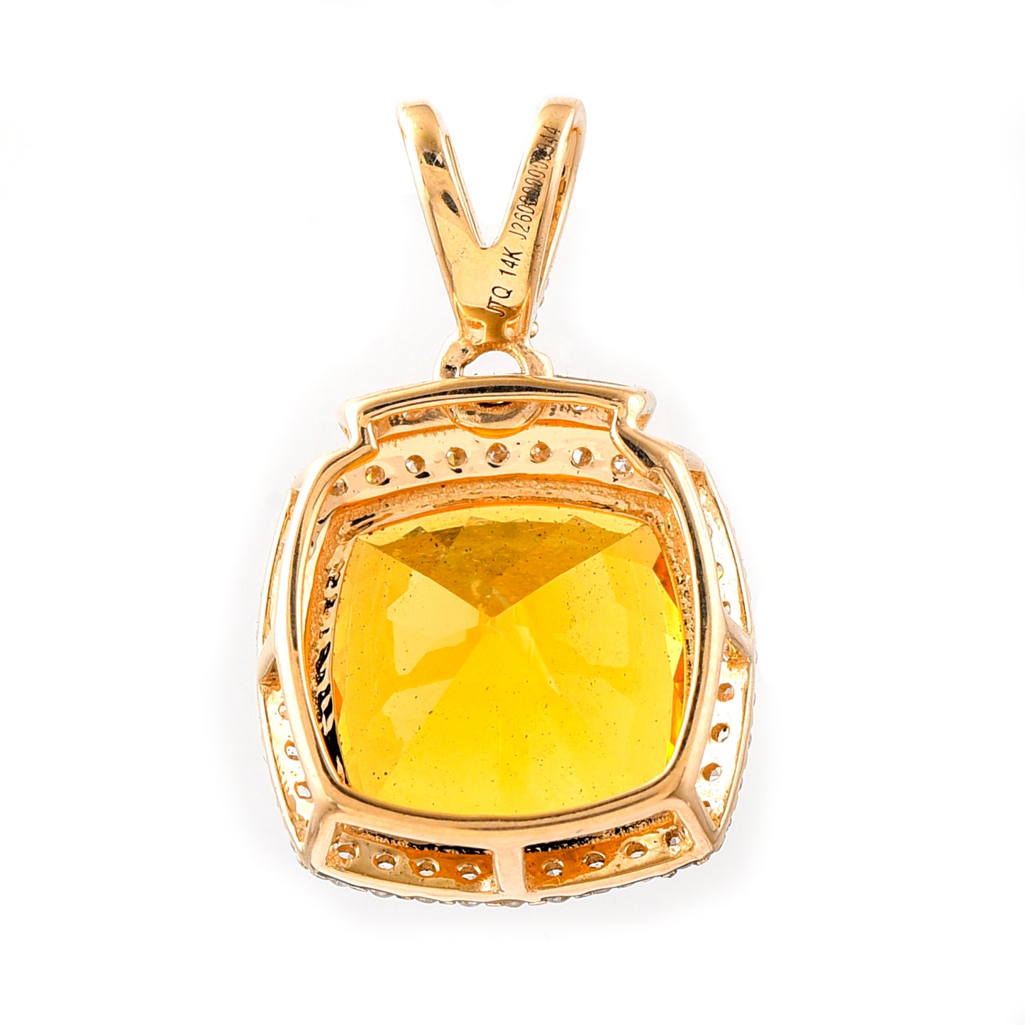 2.83 Ct Cushion Mixed Cut Natural Fire Opal 14K Gold Pendant