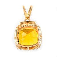 2.83 Ct Cushion Mixed Cut Natural Fire Opal 14K Gold Pendant