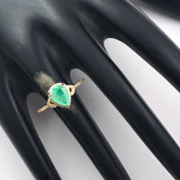 1.43 Ct Pear Mixed Cut Natural Emerald 14K Gold Ring