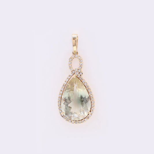 4.10 Ct Pear Mixed Cut Natural Sunstone 14K Gold Pendant