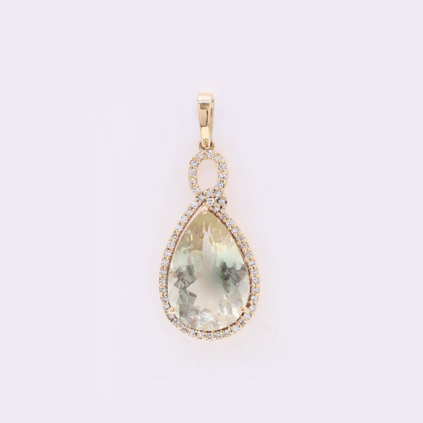 4.10 Ct Pear Mixed Cut Natural Sunstone 14K Gold Pendant