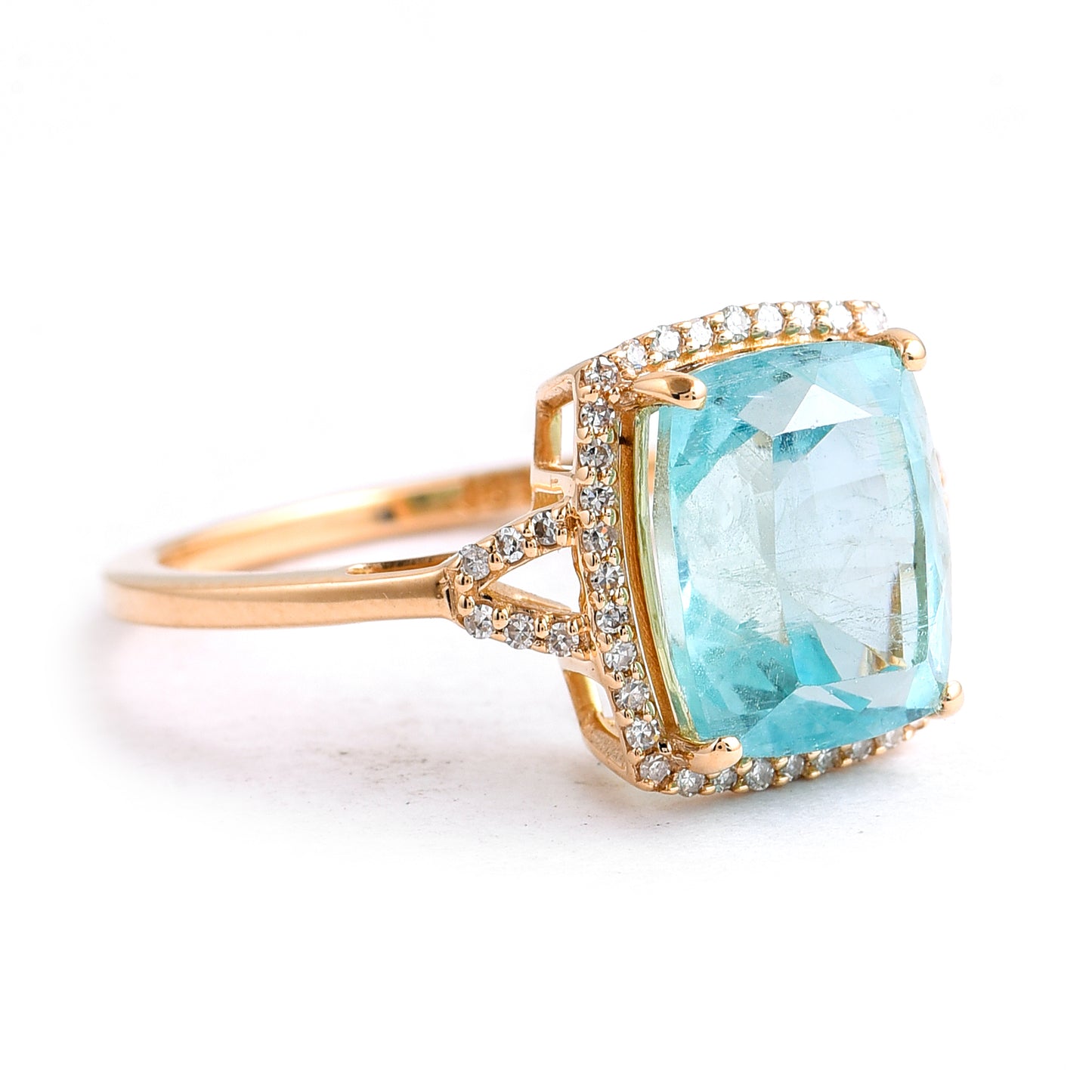 3.95 Ct Cushion Mixed Cut Natural Emerald 14K Gold Ring
